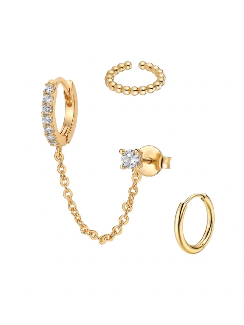 18K Gold plated earring cuff set - Picture 2 of 2